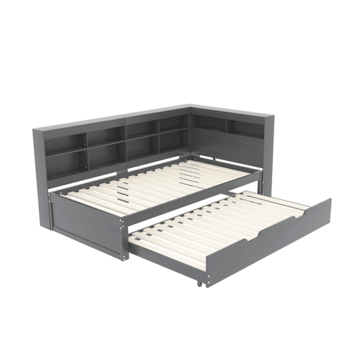Sofá-cama 90x200 - Cama extraível 90x190 com porta USB e vários compartimentos - Cinza