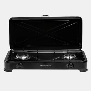 MELCHIONI FAMILY MINERVA NEW 2 Fogão a gás, 2 queimadores de alto rendimento, grelhas e queimadores removíveis, chama regulável, portátil, uso exclusivo em exteriores, preto