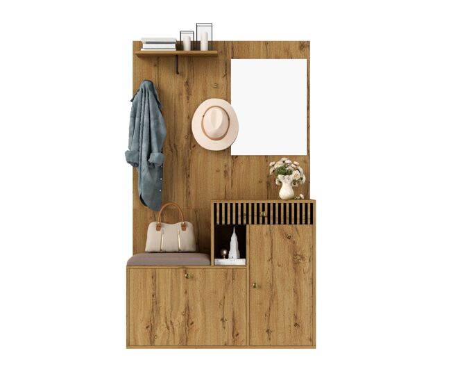 Mueble recibidor con zapatero y espejo 110