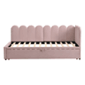 Sofá-cama multifuncional 90180x200 cm - design em L, cama para crianças ou convidados, rosa veludo