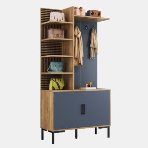 Móvel de entrada de painel de partículas com sapateira,natural+preto