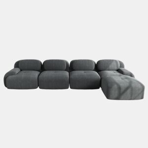 Sofá de canto de 4 lugares - 32D acolchoado de alta elasticidade, antiderrapante, com chaise longue, apoios de braços extra largos, combinável - Cinza