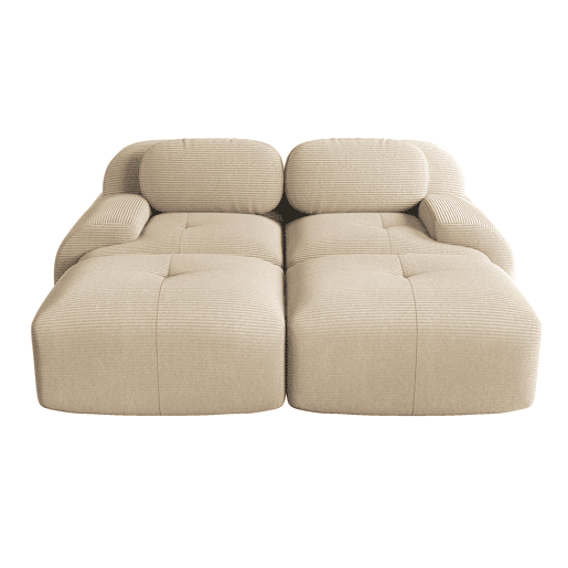 Sofá modular de 2 lugares - com chaise longue, antiderrapante, ergonómico, estofamento altamente elástico - Bege
