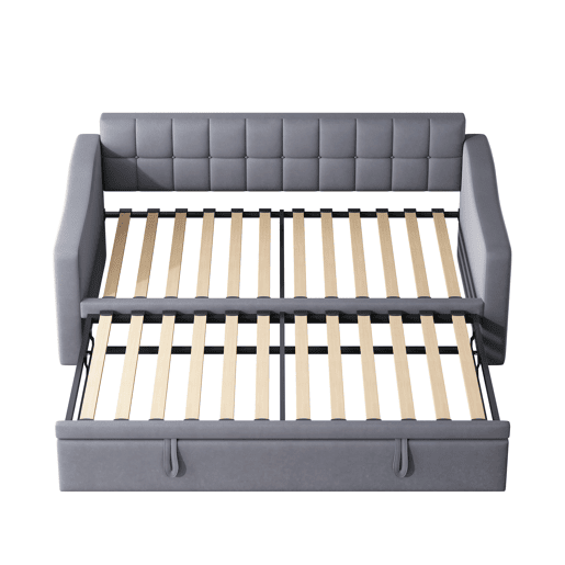 Sofá-cama 90180 - Multifuncional com tomada e bolsa de armazenamento - Cinza Samtstoff Sofá-cama 90180 - Multifuncional com tomada e bolsa de armazenamento - Cinza Samtstoff