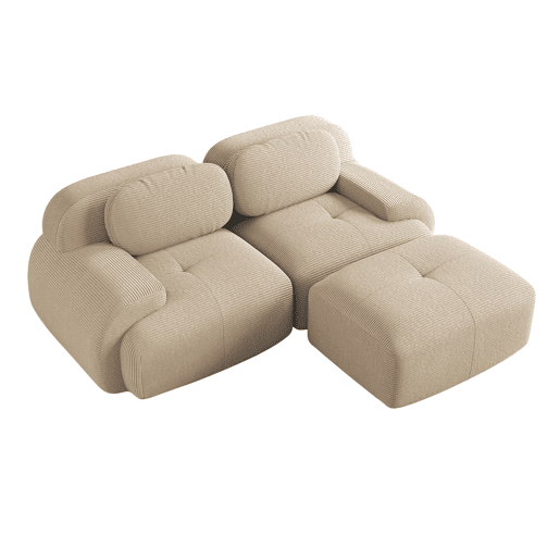 Sofá de canto 82'' - Modular, com braços curvos, sem montagem, espuma viscoelástica, para sala de estar, áreas de descanso e quarto - Bege