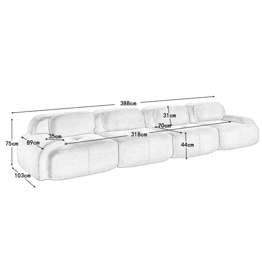 Sofá de 4 lugares - Veludo cotelê macio, acolchoado elástico 32D, adequado para animais de estimação e ergonómico, embalado a vácuo - Verde