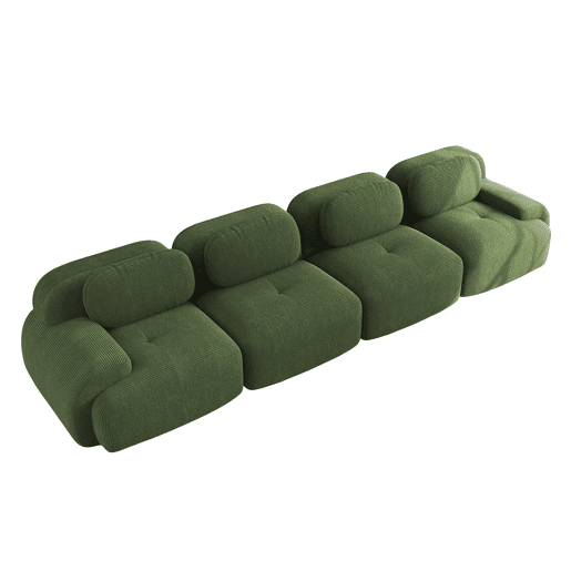 Sofá de 4 lugares - Veludo cotelê macio, acolchoado elástico 32D, adequado para animais de estimação e ergonómico, embalado a vácuo - Verde