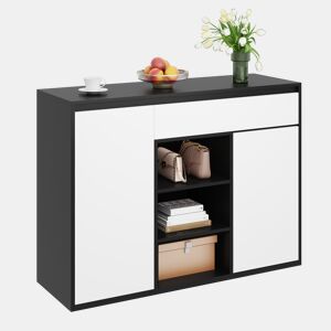 Sapateira de painel de partículas com 2 portas,1 gaveta e luz led,preto+branco