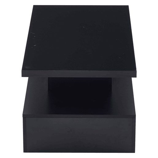 Mesa de centro LED com 2 níveis - Mesa de sala com luz LED de 16 cores, prateleira de exposição e gaveta deslizante - Preto