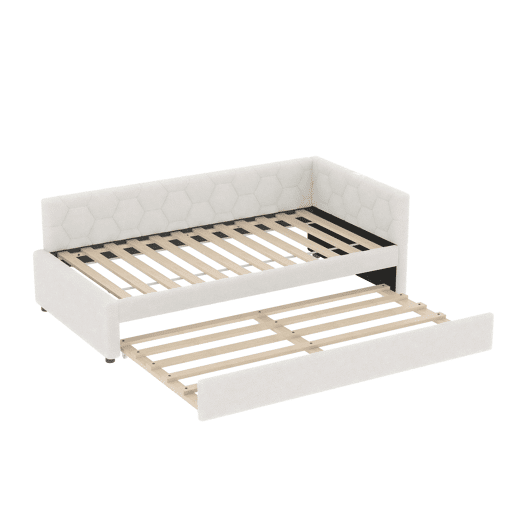 Cama Daybett 90x200cm - Sofá-cama, com cabeceira, cama extensível multifuncional, com candeeiro de mesa e porta USB, Branco