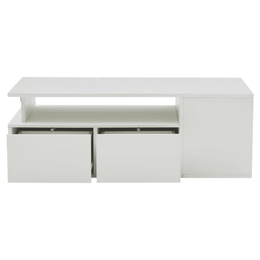 Mesa de centro 100x50x35 cm - Sofá com LED, mesa de café com 2 gavetas, capacidade de carga de 60 kg, branco