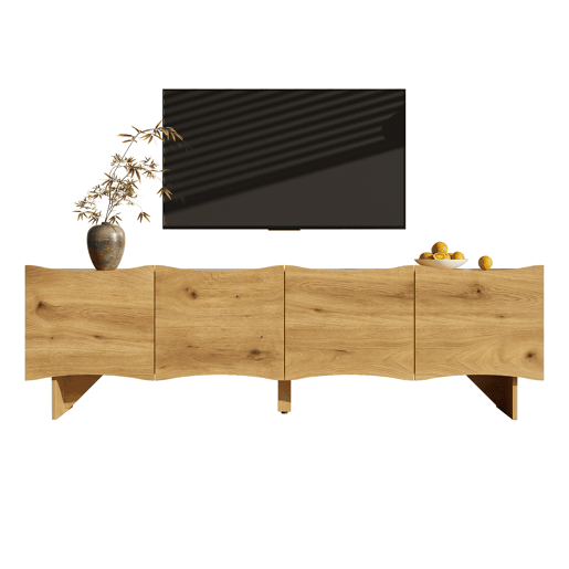 Móvel de TV 170cm de painel de partículas com 4 portas batentes,natural