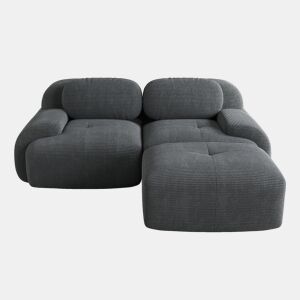 Sofá de canto 82'' - Modular combinável com braços curvos, sem montagem, espuma de alta elasticidade - Cinza