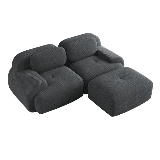 Sofá de canto 82'' - Modular combinável com braços curvos, sem montagem, espuma de alta elasticidade - Cinza