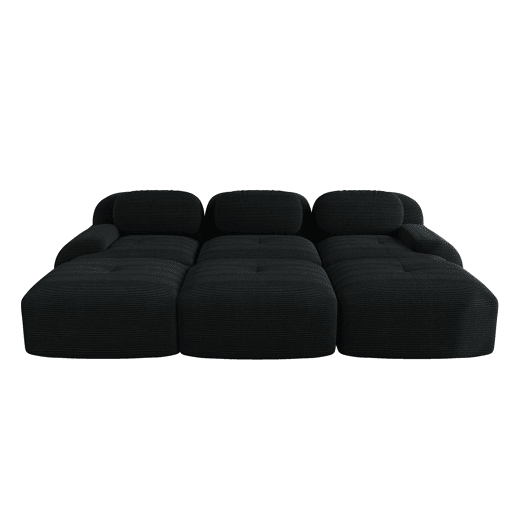 Sofá modular de 3 lugares - com 3 pufes, montagem sem ferramentas, adequado para animais de estimação, braços ultra largos - Preto