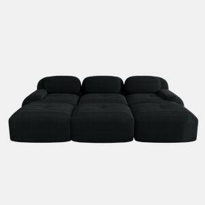 Sofá modular de 3 lugares - com 3 pufes, montagem sem ferramentas, adequado para animais de estimação, braços ultra largos - Preto