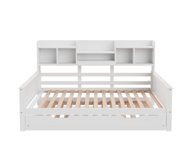 Sofá cama extensible 90200cm - con cama extraíble 90190cm, con compartimento de almacenamiento y somier, cama multifuncional de pino, cama individual,