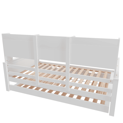 Sofá-cama extensível 90200 cm - Com cama extraível 90190 cm, com compartimento de arrumação e estrado, cama multifuncional em pinho, cama individual, Branco