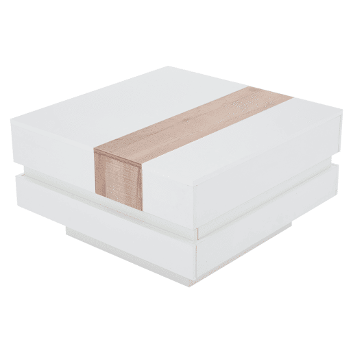 Mesa auxiliar 70x70x39 cm - Mesa de centro com tampo extensível, arrumação oculta, branca + cor principal