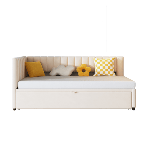 Sofá-cama multifuncional 90180*200 cm - Cama extensível, design compacto, para crianças e hóspedes - Bege
