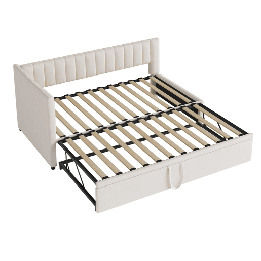 Sofá-cama multifuncional 90180*200 cm - Cama extensível, design compacto, para crianças e hóspedes - Bege