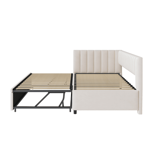 Sofá-cama multifuncional 90180*200 cm - Cama extensível, design compacto, para crianças e hóspedes - Bege
