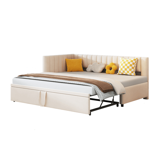 Sofá-cama multifuncional 90180*200 cm - Cama extensível, design compacto, para crianças e hóspedes - Bege