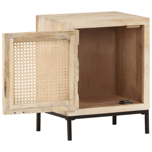 Mesa De Cabeceira - Mesinha De Cabeceira 40x30x50cm mangueira maciçapalhinha natural