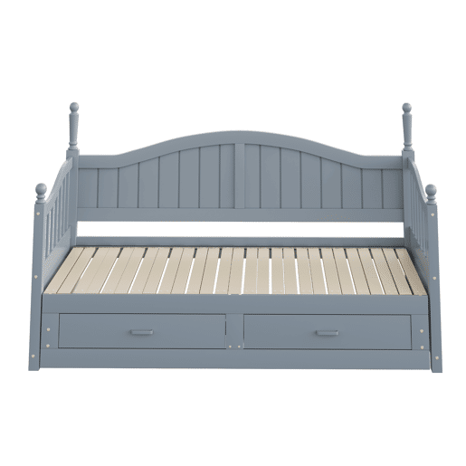 Sofá-cama extensível 90180*190 cm - com colunas romanas, encosto curvo, apoios de braços, gavetas e estrado - Cinza