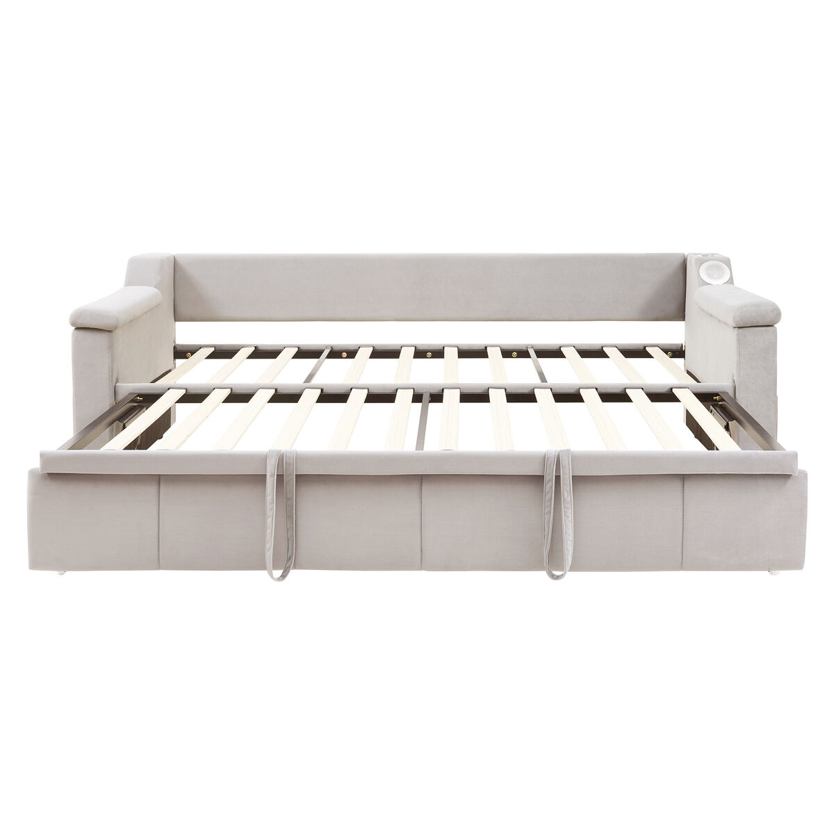 Sofá cama 90/180x190 cm - reposabrazos anchos y gruesos, con sistema de sonido bluetooth inteligente, con puerto usb, con compartimentos de