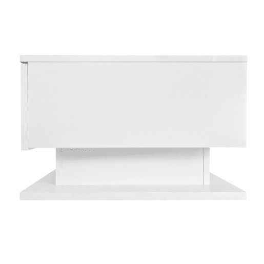 Mesa de centro 100x50x32 cm - com tampo de vidro e gavetas, resistente a riscos, com 1 gaveta, com iluminação LED, estilo moderno - Branco hochglanz