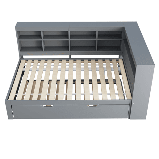 Sofá-cama 140x200 - Cama extensível 90x190 com USB e vários compartimentos - Cinza Sofá-cama 140x200 - Cama extensível 90x190 com USB e vários compartimentos - Cinza