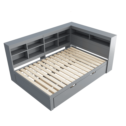 Sofá-cama 140x200 - Cama extensível 90x190 com USB e vários compartimentos - Cinza Sofá-cama 140x200 - Cama extensível 90x190 com USB e vários compartimentos - Cinza