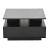 Mesa de centro 70x70x40 cm - Mesa de sala com 4 gavetas, design geométrico, com LED e superfície de alto brilho - Preto