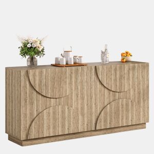 Aparador de painel de partículas com 4 portas,natural