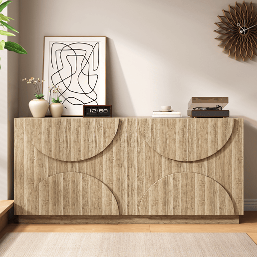 Aparador de painel de partículas com 4 portas,natural