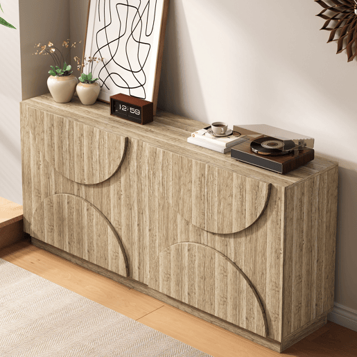 Aparador de painel de partículas com 4 portas,natural