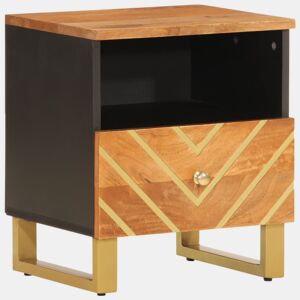Mesa De Cabeceira - Mesinha De Cabeceira madeira de mangueira maciça castanho e preto