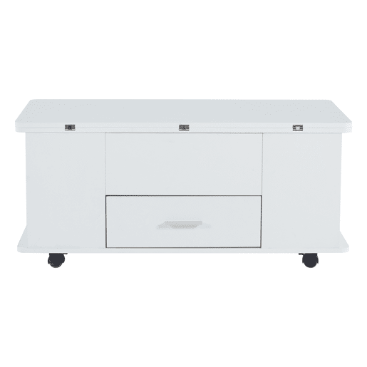 Mesa de centro elevável - Mesa de sala multifuncional 4 em 1 com 4 bancos e gavetas - Branca Mesa de centro elevável - Mesa de sala multifuncional 4 em 1 com 4 bancos e gavetas - Branca