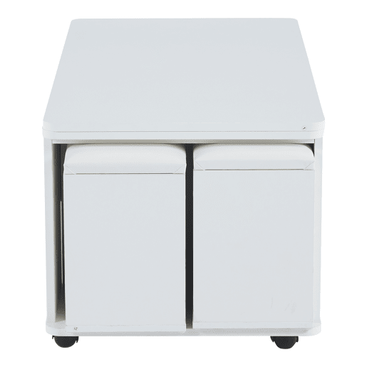 Mesa de centro elevável - Mesa de sala multifuncional 4 em 1 com 4 bancos e gavetas - Branca Mesa de centro elevável - Mesa de sala multifuncional 4 em 1 com 4 bancos e gavetas - Branca