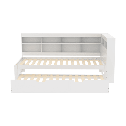 Sofá-cama 90x200 - Cama extensível 90x190 com USB e vários compartimentos - Branco Sofá-cama 90x200 - Cama extensível 90x190 com USB e vários compartimentos - Branco