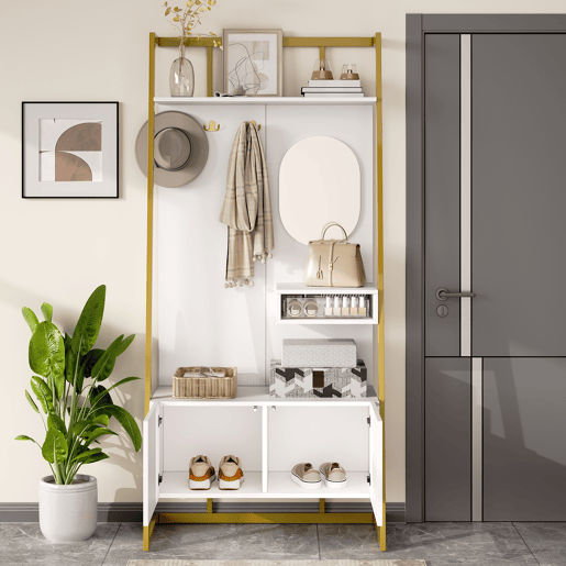 Móvel de entrada de mdf com sapateira,branco