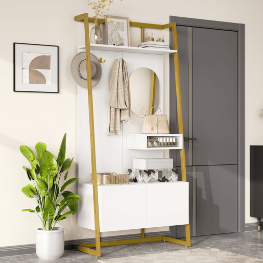 Móvel de entrada de mdf com sapateira,branco
