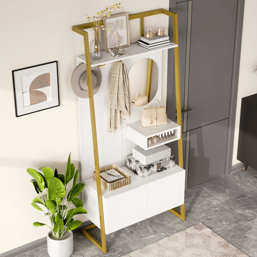 Móvel de entrada de mdf com sapateira,branco
