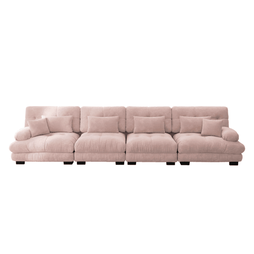 Sofá modular de 4 lugares - Sofá-cama confortável com assento profundo - Chenille Rosa