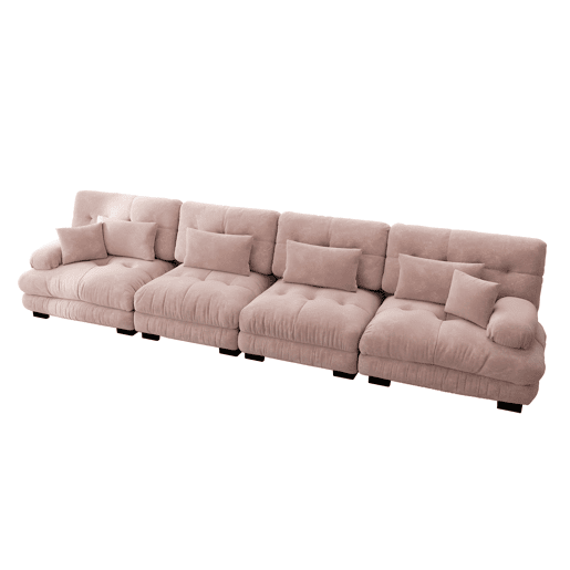 Sofá modular de 4 lugares - Sofá-cama confortável com assento profundo - Chenille Rosa