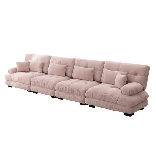 Sofá modular de 4 lugares - Sofá-cama confortável com assento profundo - Chenille Rosa