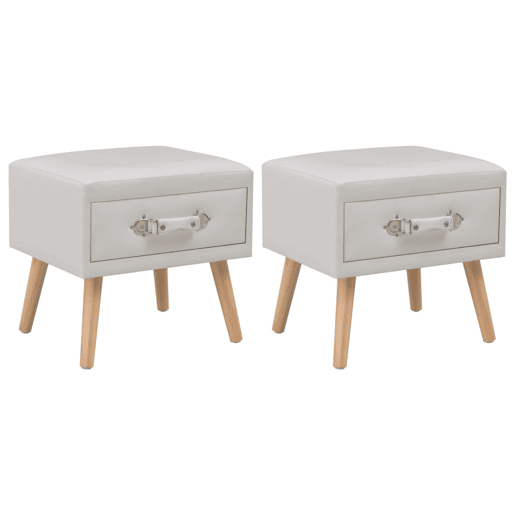 Lote de 2 Mesas De Cabeceira - Mesinhas De Cabeceira 40x35x40 cm couro artificial branco