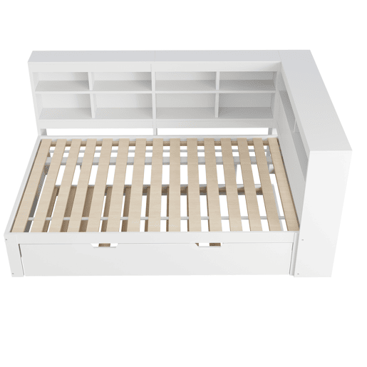 Sofá-cama 140x200 - cama extensível 90x190 com porta USB e vários compartimentos de arrumação - branco