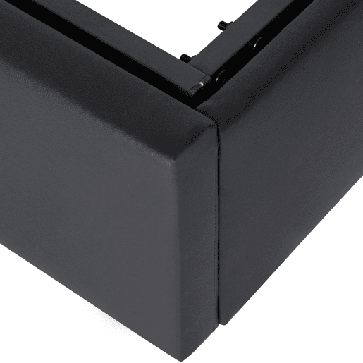 Cama estofada LED 140x190 - com estrado, arrumação e cabeceira iluminada multicolorida - preta